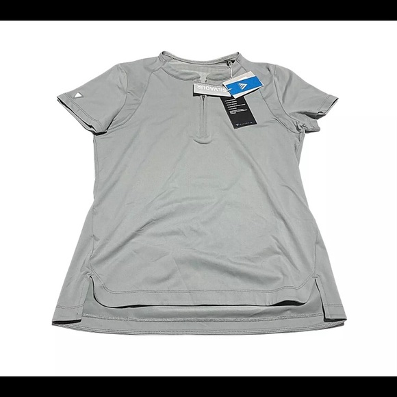 WOMENS SHIRT, SMALL ZIPPER SPORTS SHIRT, UV PROTECTION, PEBBLE GREY BREATHABLE - Picture 1 of 6